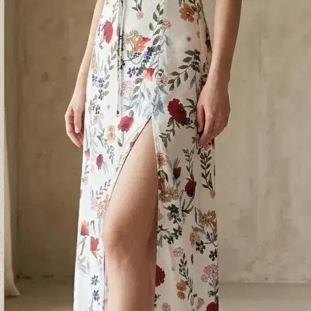 [BUNJANG] Floral Pattern Ruffle Long Dress / 비치원피스 플로럴 패턴 프릴 롱원피스 바캉스룩 약55