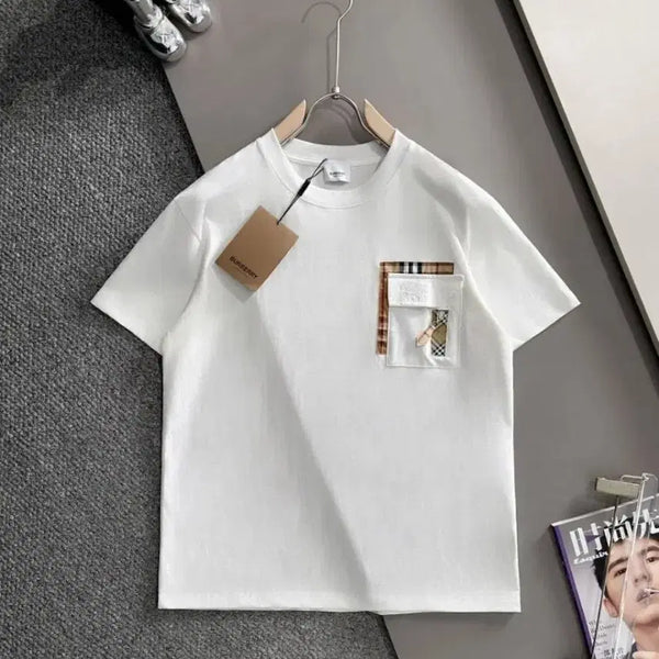 [BUNJANG] Burberry Check Pocket Short Sleeve T-Shirt White / 버버리 포켓 반팔티