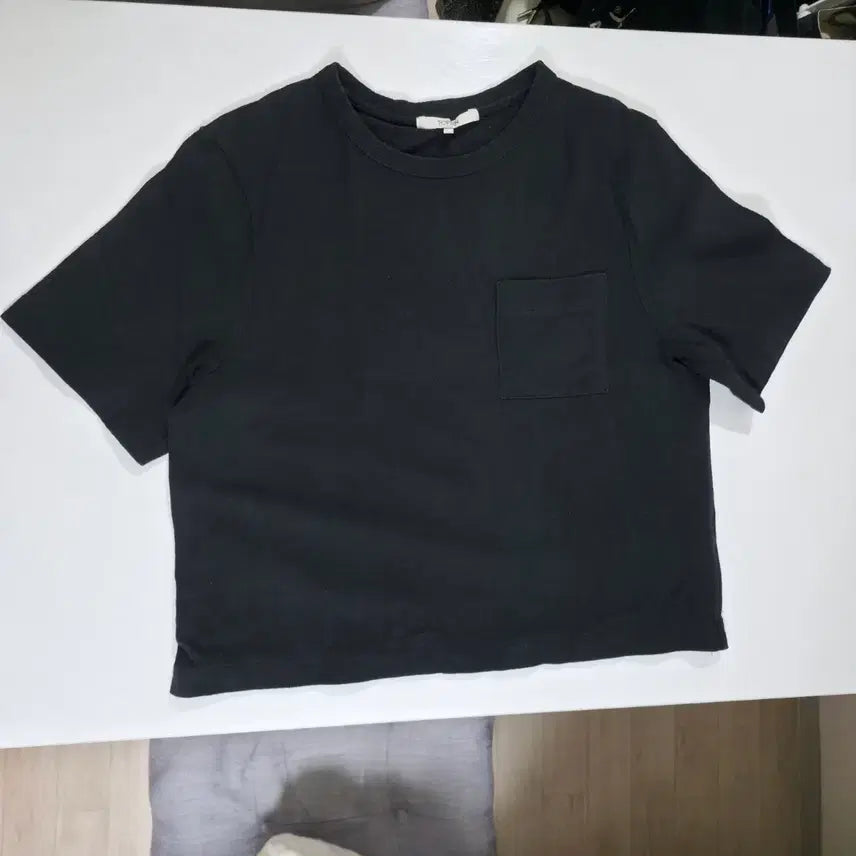 [BUNJANG] TOPTEN Crop Pocket Short Sleeve T-Shirt Black / 탑텐 크롭 포켓 반팔 티셔츠 85 블랙 검정 기본티