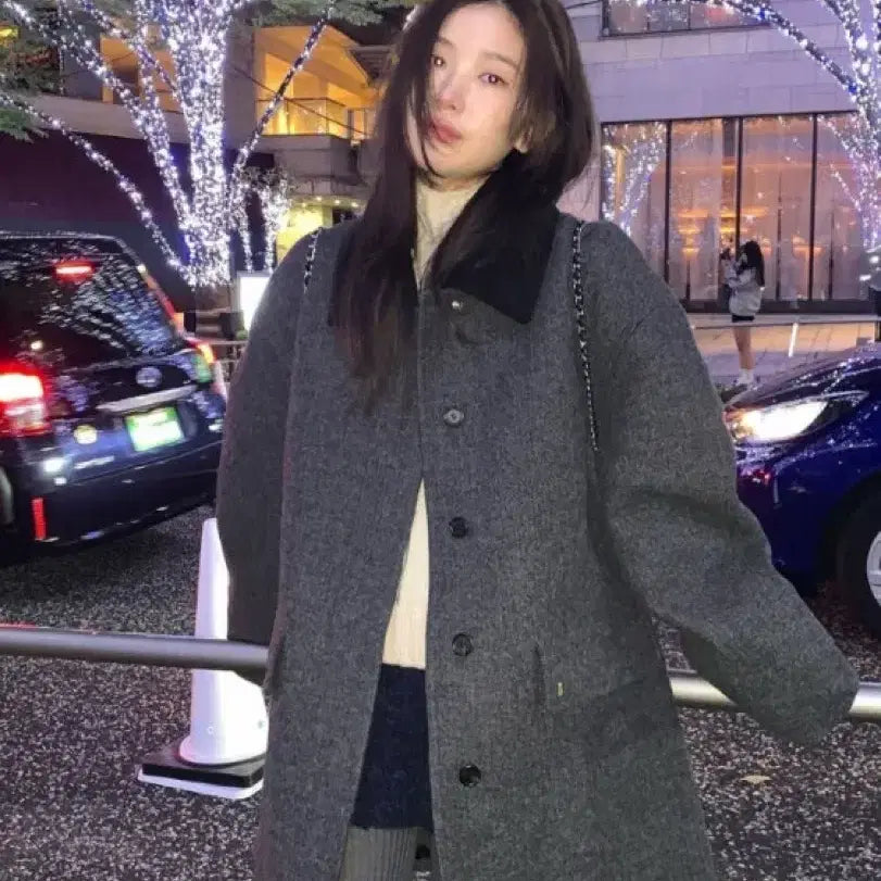 [BUNJANG] The Barnet Herringbone Corduroy Coat S / 더바넷 헤링본 코듀로이 코트 s