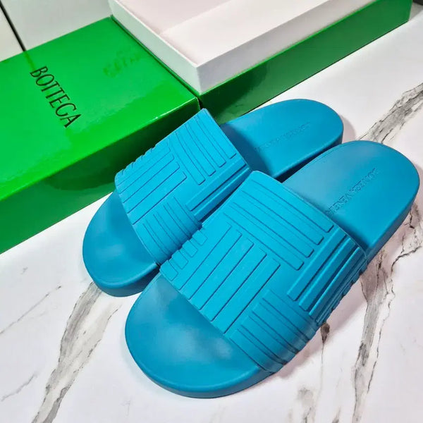 [BUNJANG] Bottega Veneta Amalfi Blue Rubber Slider Sandals Size 41 / (정품) 보테가 베네타 아말피 블루 러버 슬라이더 슬리퍼 샌들 41