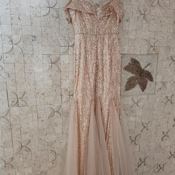 [BUNJANG] Rose Gold Sequin Long Dress / 로즈골드 스팽글 롱 드레스