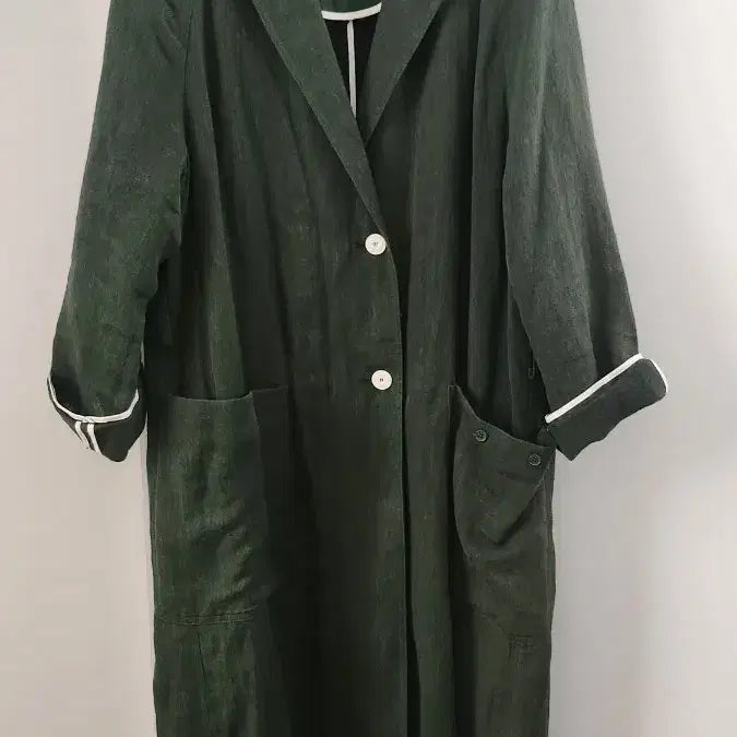 [BUNJANG] DEWL Linen Green Long Jacket / DEWL 린넨 그린 롱 자켓
