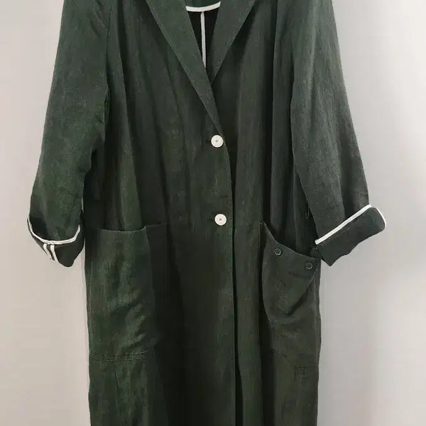 [BUNJANG] DEWL Linen Green Long Jacket / DEWL 린넨 그린 롱 자켓