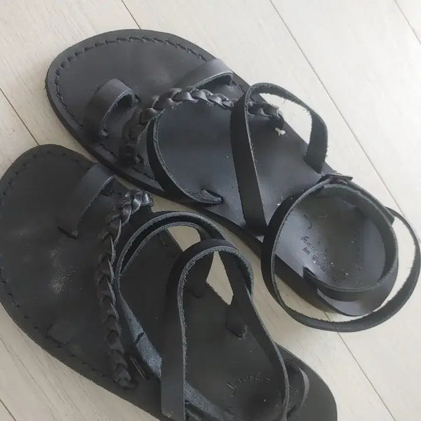 [BUNJANG] Jerusalem Sandals Black Twisted Strap Detail Size 40 / 예루살렘 샌들 검정색 샌들 끈 꼬임 디테일 40사이즈