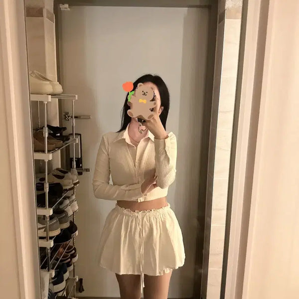 [BUNJANG] Women's Cropped Blouse and High-Waisted Skort Set / 여성의류 set