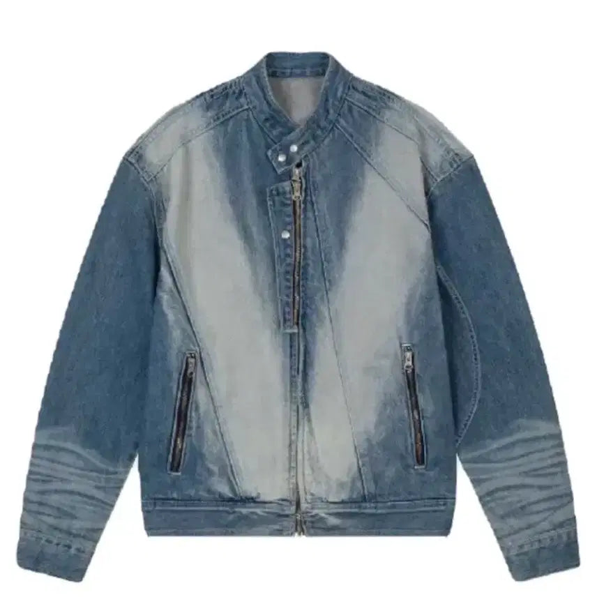 [BUNJANG] Waviness Denim Racer Jacket / 웨이비니스 데님 레이서 자켓