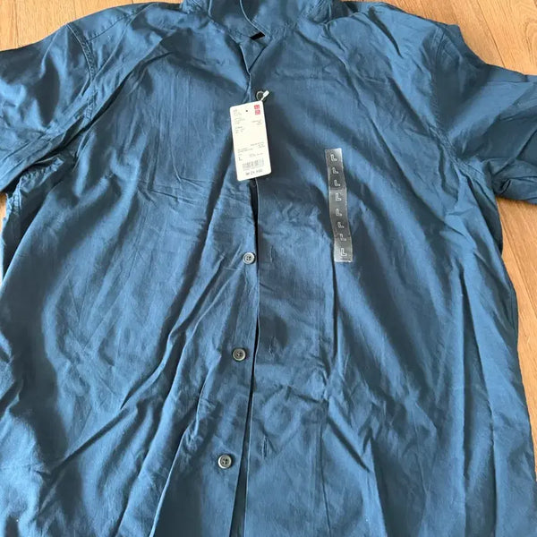 [BUNJANG] Uniqlo Short Sleeve Shirt Navy L (New) / 유니클로 반팔셔츠 네이비 L 새상품