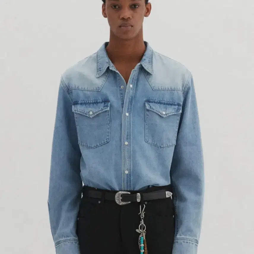 [BUNJANG] DNSR Western Denim Shirt Light Blue XL / (XL) DNSR 웨스턴 데님 셔츠 라이트 블루