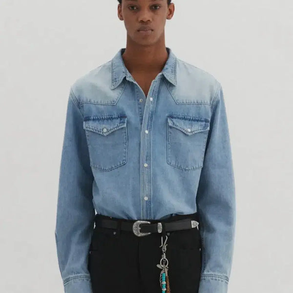 [BUNJANG] DNSR Western Denim Shirt Light Blue XL / (XL) DNSR 웨스턴 데님 셔츠 라이트 블루