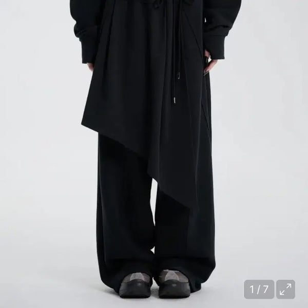 [BUNJANG] Trimingbird Layered Wrap Sweatpants Black / 트리밍버드 레이어드 랩 스웻팬츠