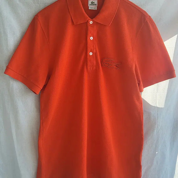 [BUNJANG] Lacoste Men's Cotton Polo T-Shirt Red / 라코스테 남성 코튼 카라 반팔 티셔츠 레드