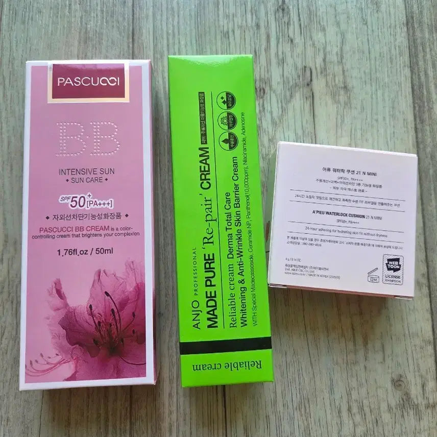 [BUNJANG] Pascucci BB Cream, Ange Madeca Cream, Apieu Cushion 21 Mini Set / 파스쿠치 비비크림 / 마데카 크림 / 어퓨 쿠션 21