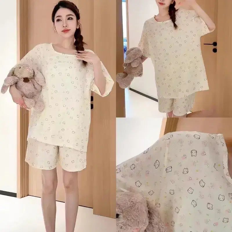 [BUNJANG] Cute Pattern Summer Pajama Set / 여름 잠옷 세트 귀여운 패턴