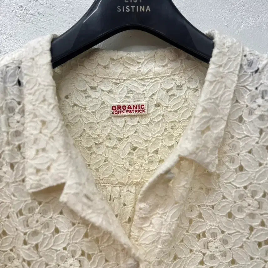[BUNJANG] Organic Zone Patrick Lace Short Sleeve Shirt Ivory M / 오가닉존패트릭 아이보리/레이스/반팔 M