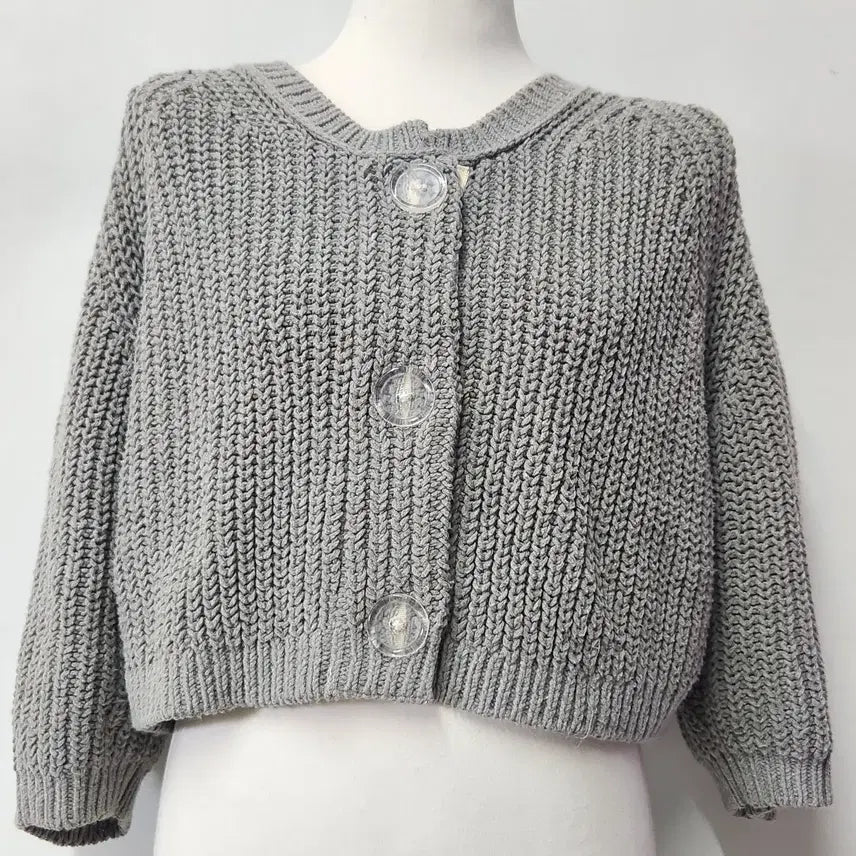[BUNJANG] SLOBE IÉNA Cotton Blend Crop Knit Cardigan Grey Free Size / SLOBEIENA 면 혼방 크롭 니트 가디건 그레이 Free