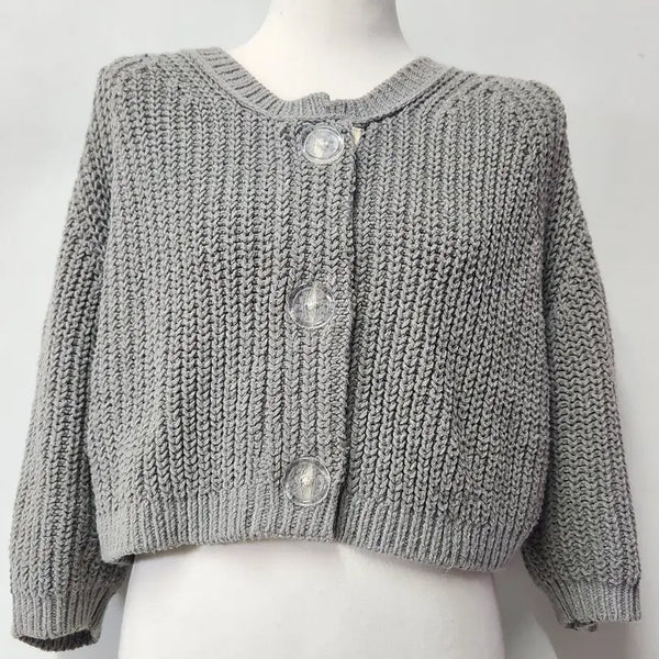 [BUNJANG] SLOBE IÉNA Cotton Blend Crop Knit Cardigan Grey Free Size / SLOBEIENA 면 혼방 크롭 니트 가디건 그레이 Free