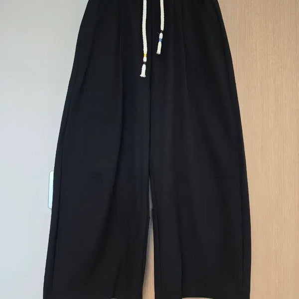 [BUNJANG] Black Wide Leg String Pants / 블랙 와이드 팬츠 통 넓은 바지