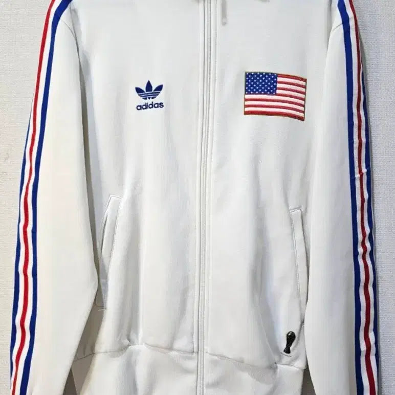 [BUNJANG] Adidas USA White Track Top Zip-Up Jacket XS/S / 아디다스 미국 USA 화이트 트랙탑 져지집업 85~90/XS~S