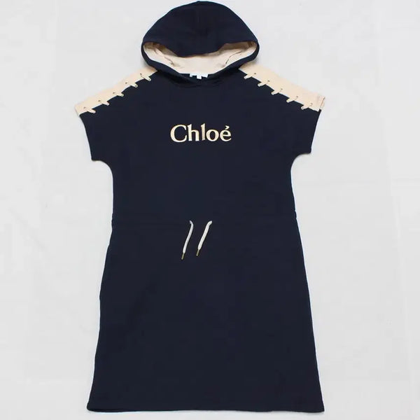 [BUNJANG] Chloé Cotton Navy Half-Sleeve Hooded Dress - Size 55 / 끌로에 여성 55 적당 반팔 후드 원피스 아주좋음