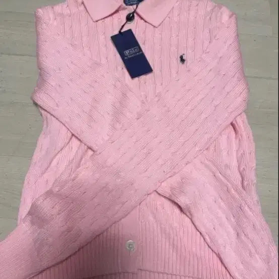 [BUNJANG] Polo Ralph Lauren Pink Cable Knit Cardigan / 폴로랄프로렌 핑크케이블니트가디건