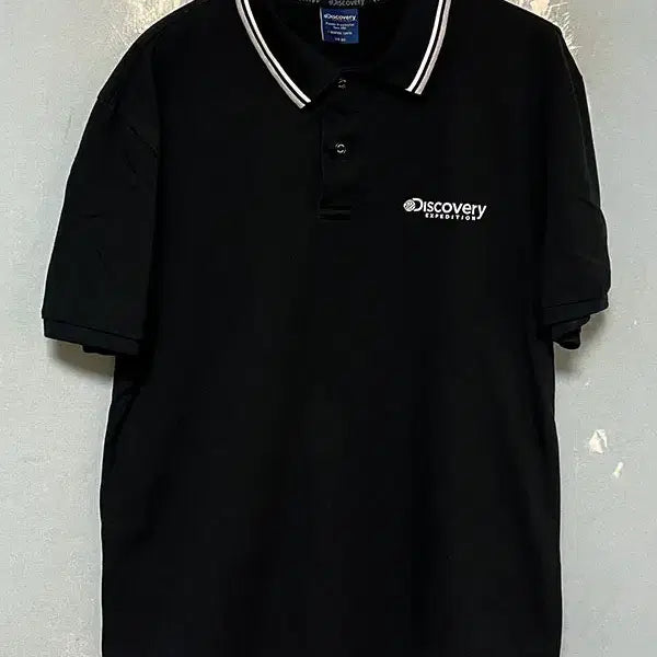 [BUNJANG] Discovery Color-block Polo T-Shirt (Black, L) / 디스커버리 에리배색포인트 남자 폴로반팔 카라티 블랙 캐주얼 L 100
