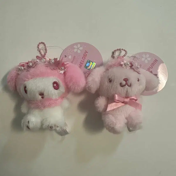 [BUNJANG] Sakura Pompurin & My Melody Plush Keychains / 벚꽃 폼폼푸린, 마이멜로디 인형 키링