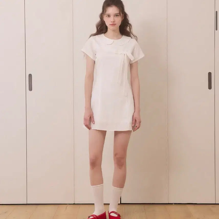 [BUNJANG] Edaowl Oblique Mini Dress White S / 어다울 오블리크 미니 원피스 화이트 s