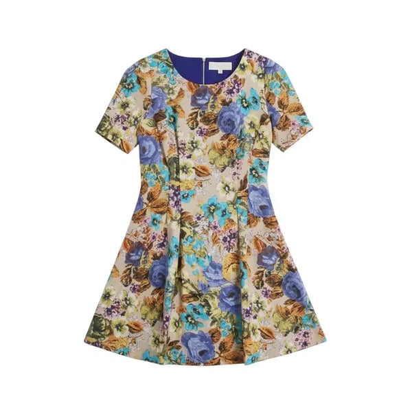 [BUNJANG] LeShop Women's Black Floral Short-Sleeve Formal Dress S / 여성S/ 르샵 블랙 플로럴 반팔 정장 원피스 BG 37-34
