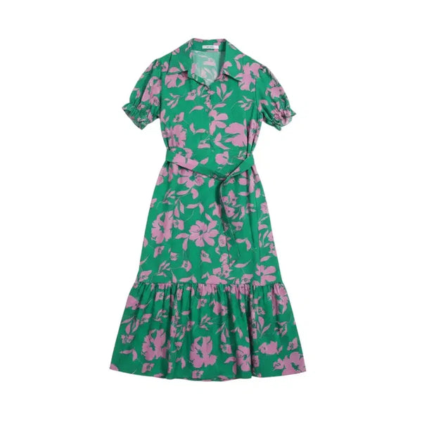 [BUNJANG] Lepita Women's Short Sleeve Belted Long Dress / 여성85/ 르피타 반팔 플로럴 벨티드 롱원피스 GN 37-37