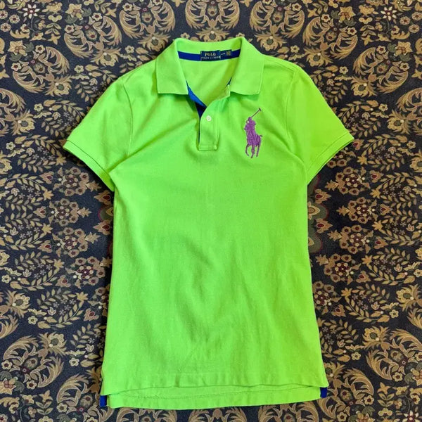 [BUNJANG] Polo Ralph Lauren Big Pony Color Block Pique Polo Shirt / 폴로 빅포니 카라티 피케셔츠 네온그린