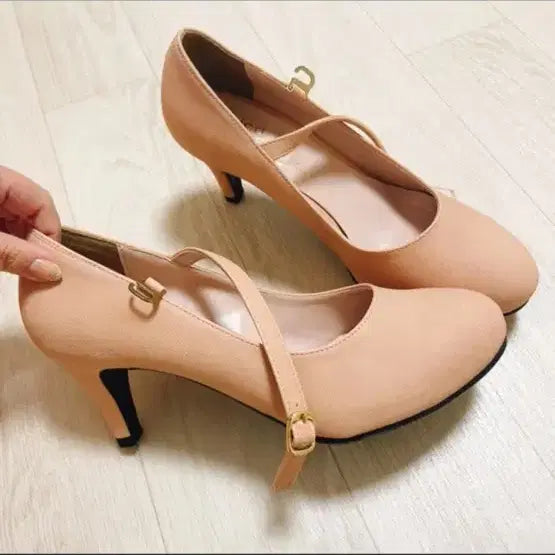 [BUNJANG] Pastel Peach Strap High Heels - Women's Size 250 (7cm Heel) / 파스텔피치색상 스트랩 여성구두 새상품 하이힐