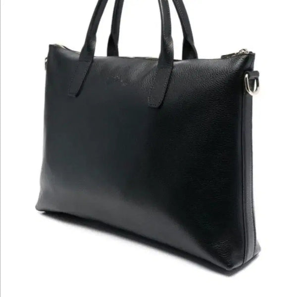 [BUNJANG] Longchamp Tote Bag "Laptop Bag" Black Full-grain Leather / (정품) 롱샴 토트백. 노트북 가방 블랙 최고급 가죽 (원가 80만원)