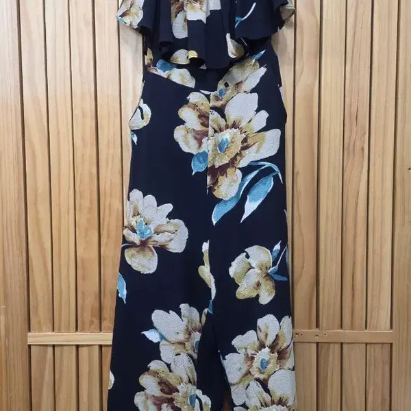 [BUNJANG] Flower Pattern Off-Shoulder Jumpsuit / 플라워 패턴 오프숄더 점프수트