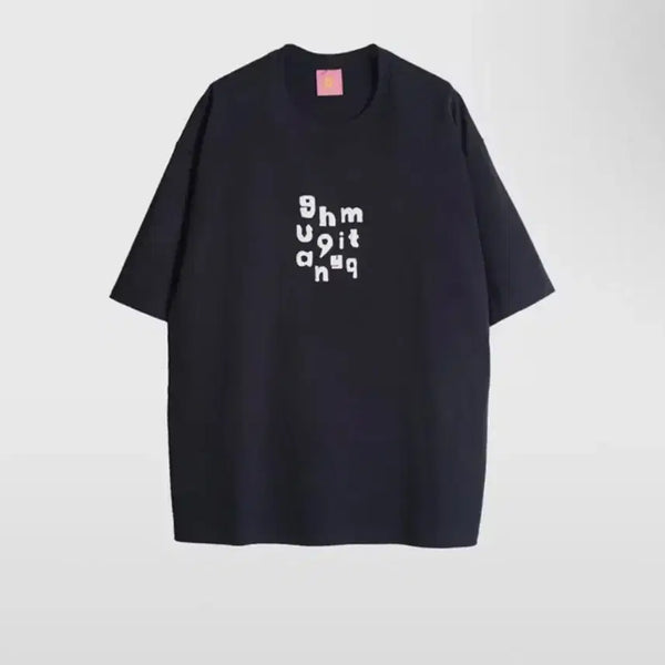 [BUNJANG] 999 Humanity Lettering Dark Navy T-Shirt / 999휴머니티 레터링 다크네이비 반팔 티셔츠