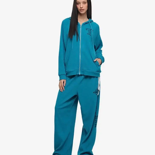 [BUNJANG] TooMuchTax Leo Hotfix Waffle Zip-Up Hoodie Teal / 투머치택스 레오 핫픽스 와플 집업 후디 틸 후드집업 민트코어