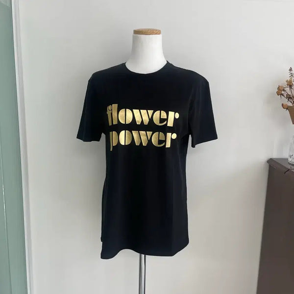[BUNJANG] 6397 Black Gold Print T-Shirt / [6397] 블랙 골드 프린트 티셔츠