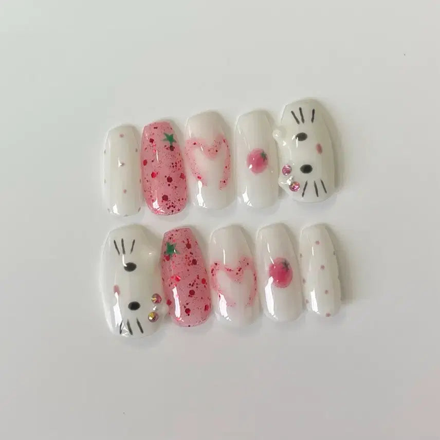 [BUNJANG] Tomato Kitty Nail Tips / 토마토키티네일팁