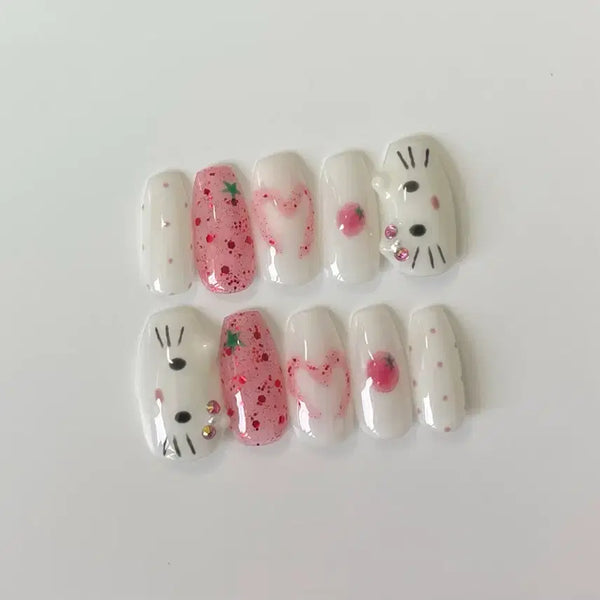 [BUNJANG] Tomato Kitty Nail Tips / 토마토키티네일팁
