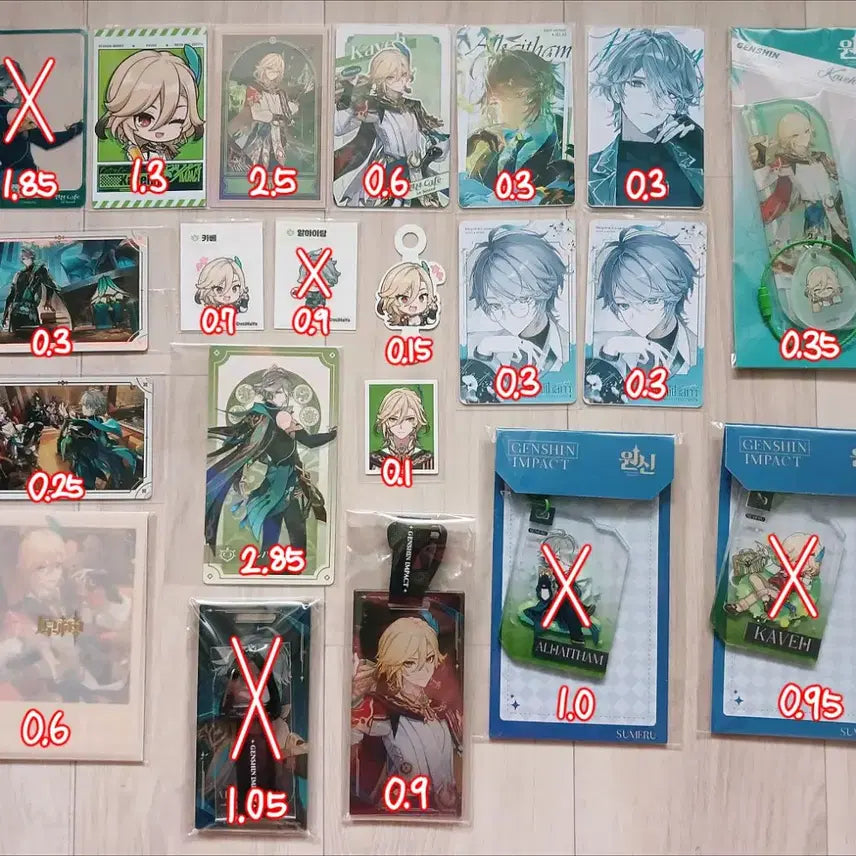 [BUNJANG] Genshin Impact Alhaitham & Kaveh Merchandise Bundle Set / 원신 알하이탐 카베 위주 굿즈 일괄