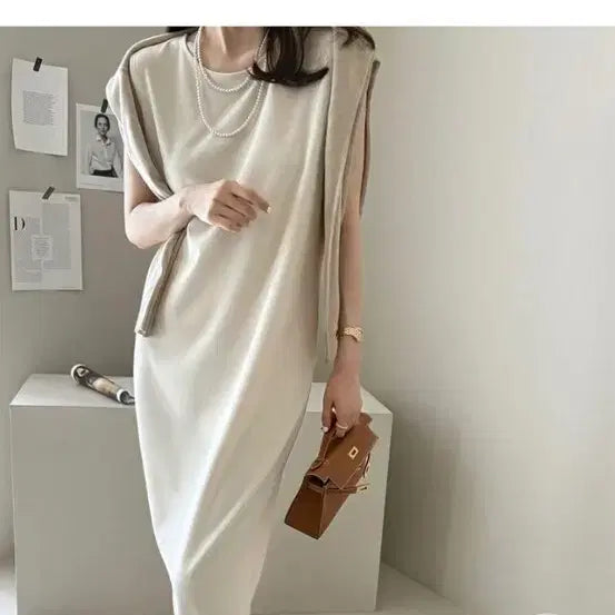 [BUNJANG] Sleeveless Dress Cream Beige Size M / 데일리룩 민소매 원피스  크림베이지66사이즈