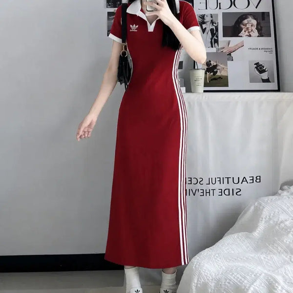 [BUNJANG] Adidas Three-Stripes Maxi Dress / 새거 아디다스 삼선 롱 원피스 레드원피스 아디다스원피스 맥시원피스
