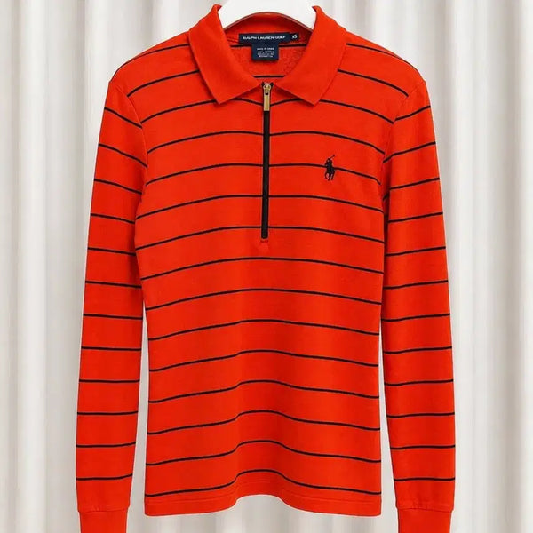 [BUNJANG] RLX Ralph Lauren Golf Women's Long Sleeve Half-Zip Top XS Red-Orange / (새상품급) RLX 랄프로렌 골프 여성 카라 반집업 긴팔탑 XS , 레드오렌지
