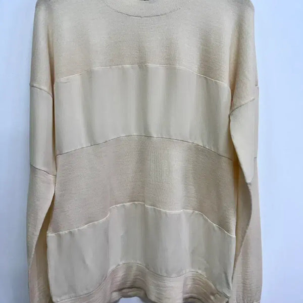 [BUNJANG] Theory Wool Silk Mix Panel Round Knit Ivory / 55]띠어리 울 실크 믹스 패널 라운드 니트 아이보리