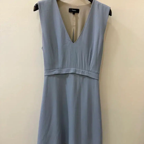 [BUNJANG] Theory Sky Blue V-Neck Sleeveless Dress / 띠어리 하늘색 V넥 민소매 원피스