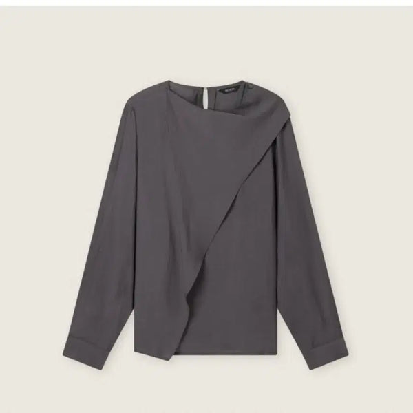 [BUNJANG] Roem Tie-Detail Blouse Charcoal / [S]로엠 타이 변형 블라우스