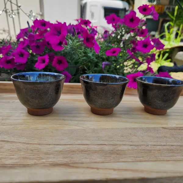 [BUNJANG] Set of 3 Black Glazed Tea Bowls (Chunmok Soda Bowl) / 천목 소다완 3개 일괄판매