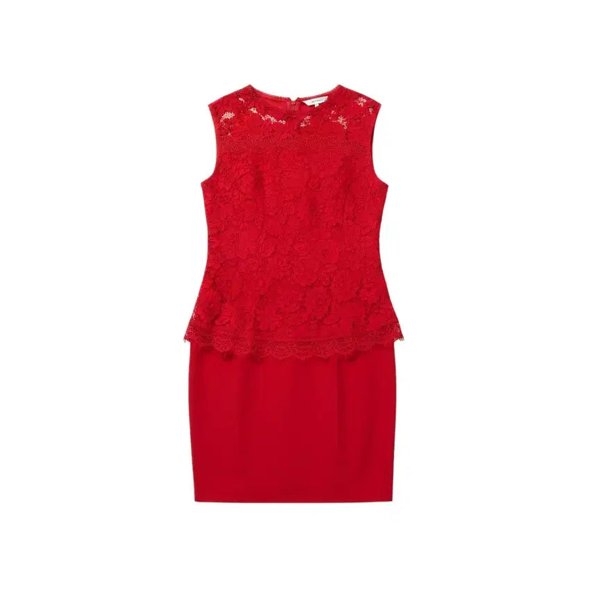 [BUNJANG] Joinus Red Sleeveless Lace Suit Dress / 여성44/ 조이너스 레드 민소매 레이스 정장 원피스 21-1