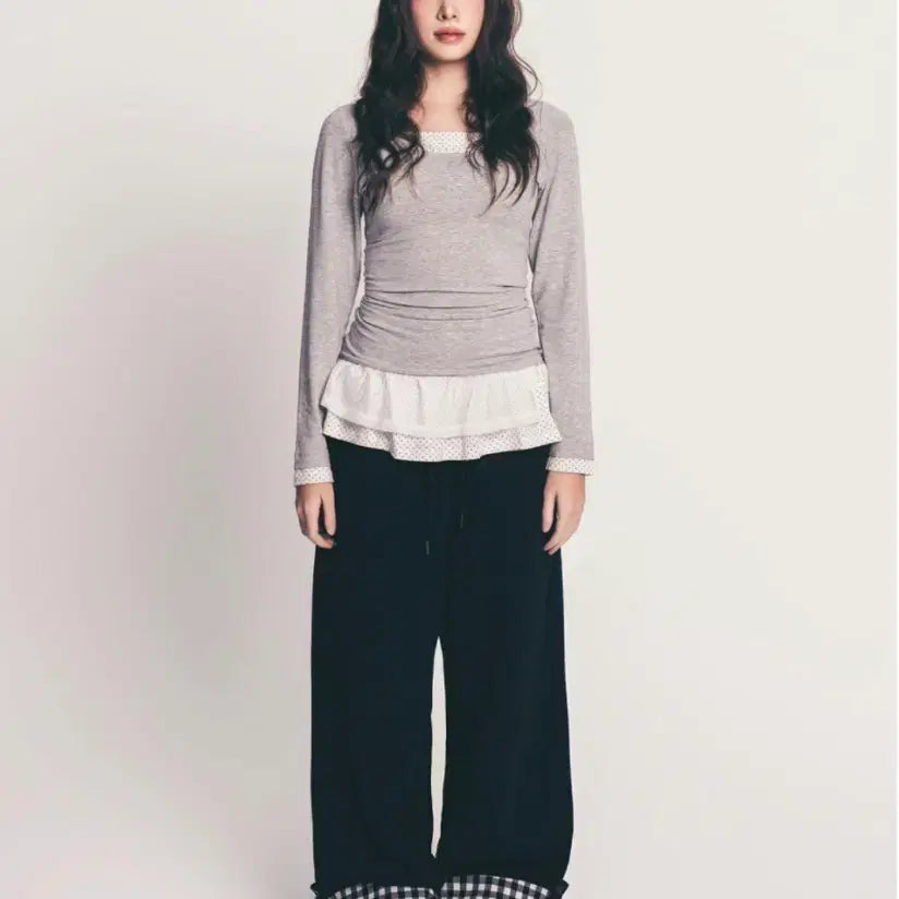 [BUNJANG] Phased Check Folding Sweatpants Black / [새상품] 페이즈드 체크 폴딩 스웻팬츠 블랙