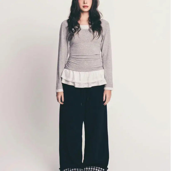 [BUNJANG] Phased Check Folding Sweatpants Black / [새상품] 페이즈드 체크 폴딩 스웻팬츠 블랙